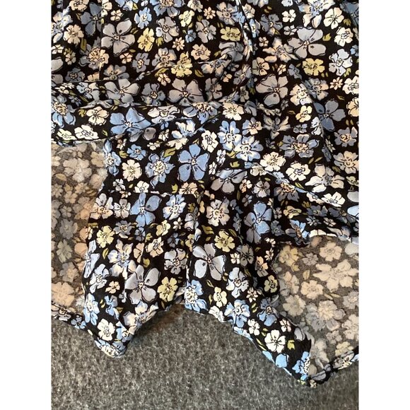 H&M Divided Blue Floral Shorts Silky High Elastic Waist Women NO Tag - Picture 5 of 6